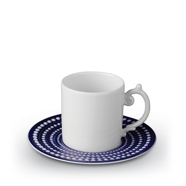 L'Objet Perlée Bleu Espresso Cup & Saucer/엘오브제 뻬를리 블루 에스프레소 컵 & 소서 110ml